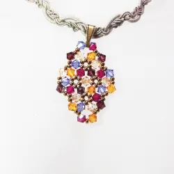 Pendant 40cm - Malvina Rhombus S-Khaki Braid - Pendant 40cm - Laiton bronze